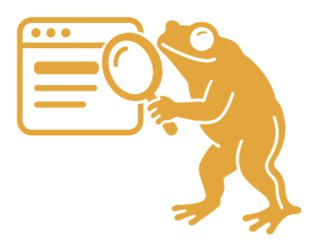 The toad studying a web page through a magnifying glass